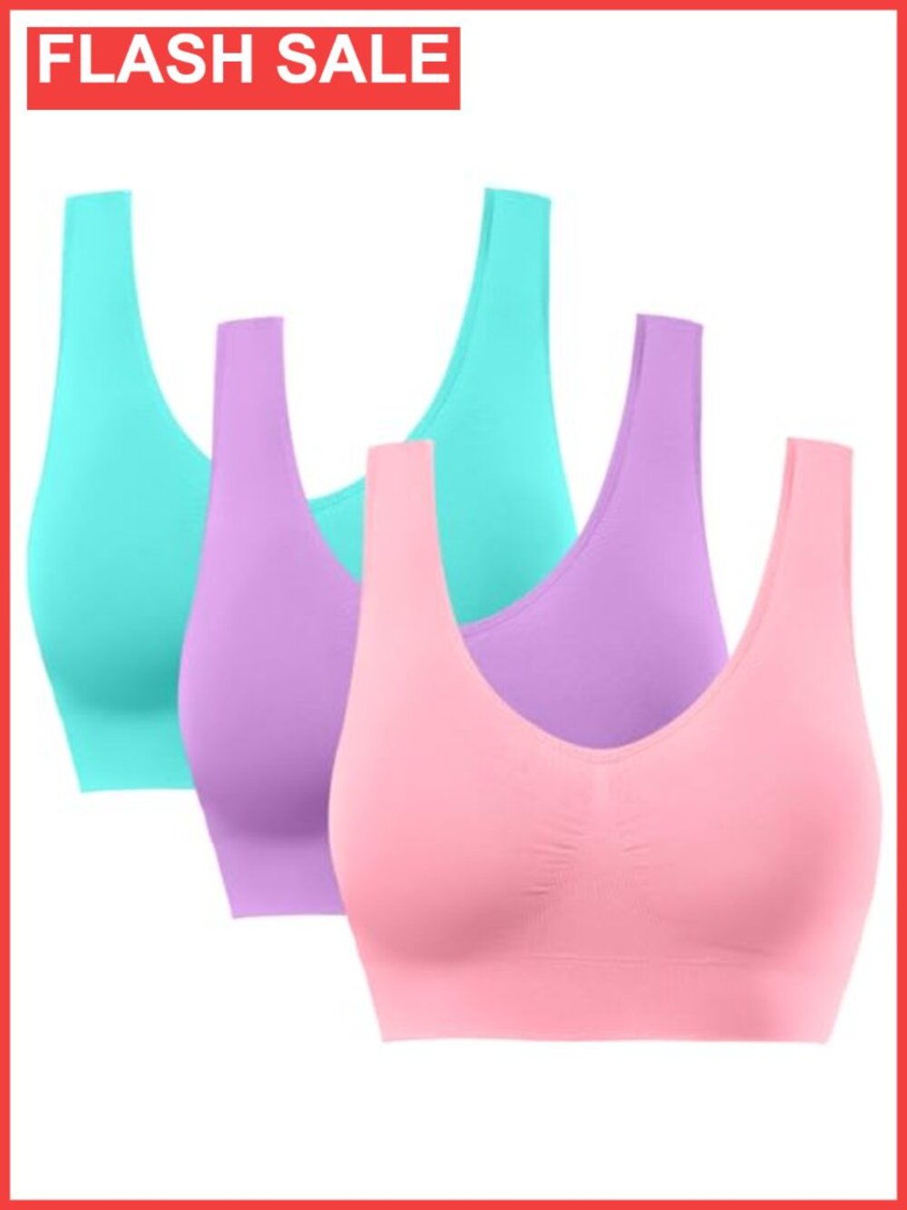Seamless Sports Bra Wireless Removable Pads Medium Support Yoga